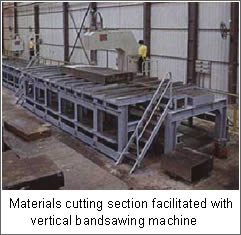 Materials cutting section facilitated with vertical band sawing machine